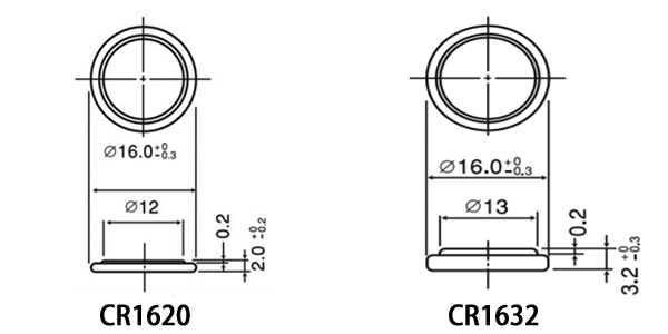 CR1620 Size and CR1632 Size CR1620 Size and CR1632 Size